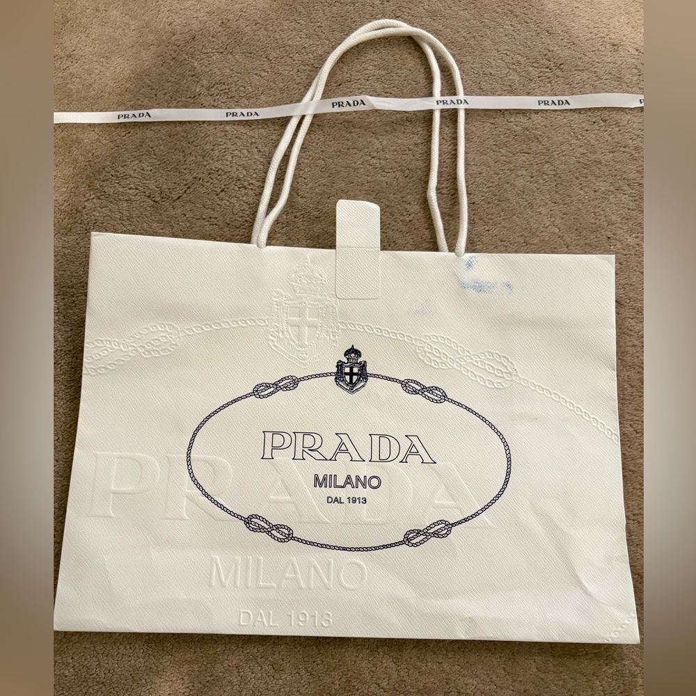 Authentic PRADA MILANO Shopping Gift Bag + Prada Gift Ribbon